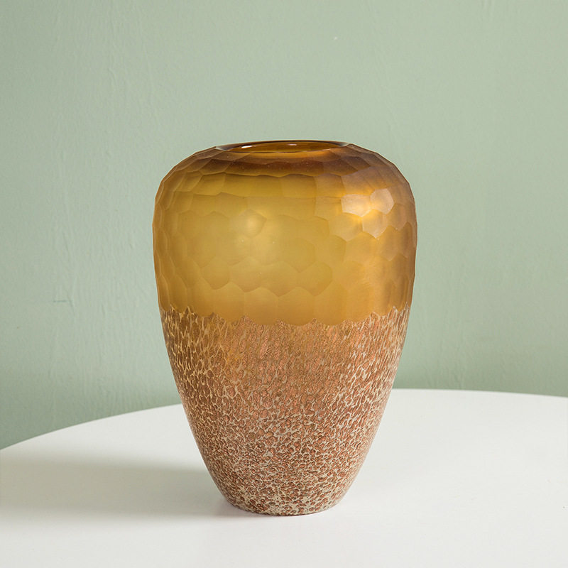 风鱼鳞纹玻璃花瓶水培插花器创意装饰轻奢家居摆饰工艺品