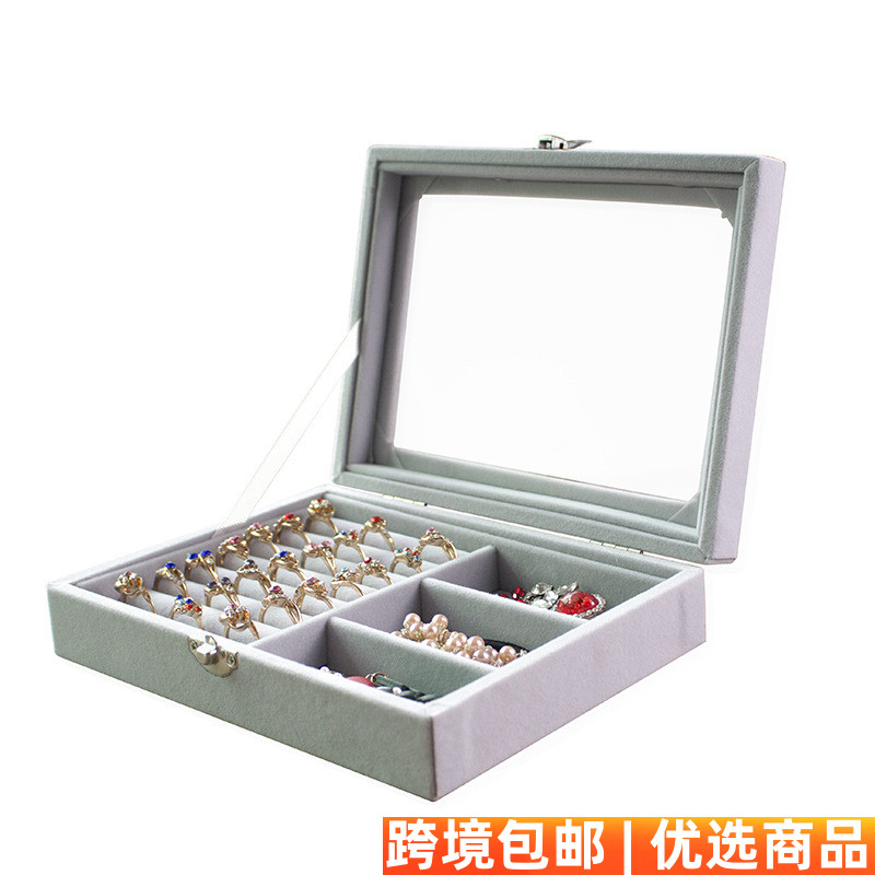 小号便携绒布首饰盒收纳饰品盒子戒指吊坠项链手镯耳环展示珠宝箱
