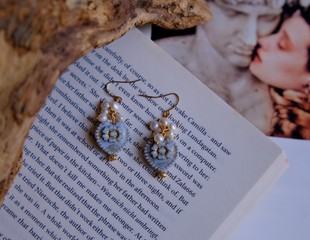 蓝澄的心|五月新上 温柔可爱风珍珠耳饰蚀刻琉璃原创手作耳环耳夹