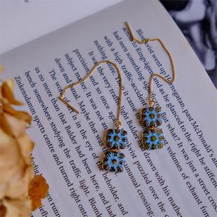 蓝饼面包|欧洲产描蓝蚀刻古董珠 花植手作原创设计耳饰耳坠