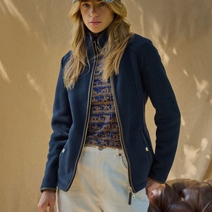 英单秋冬立领拼色口袋收腰摇粒绒休闲百搭减龄直筒大码保暖衣外套