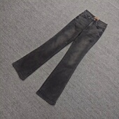 加长裤 美单春秋弹力修身 女大码 水洗磨白喇叭牛仔裤 显瘦微喇牛仔裤