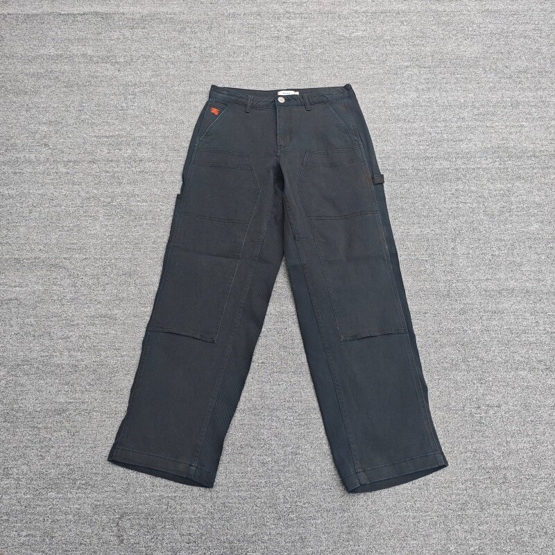 拼接工装裤显瘦百搭拼色直筒裤