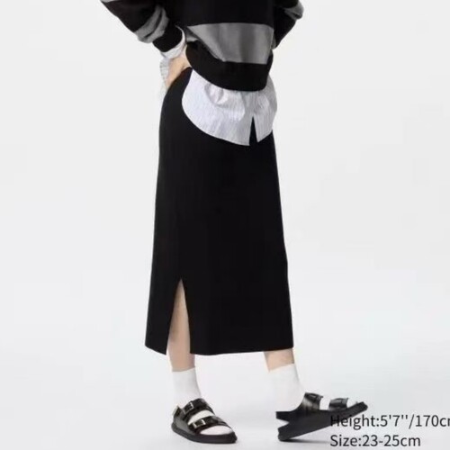 日系中长半身裙针织毛衣大码女裙