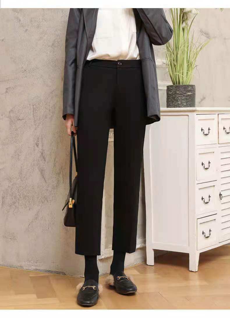 黑色烟管裤秋冬女秋季新款高腰直筒裤显瘦九分大码休闲裤通勤女裤,女装/女士精品,休闲裤,淘宝优惠券,粉丝福利购,淘宝优惠卷