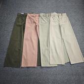 宽松显瘦糖果毛边裤 阔腿裤 弹力棉柔软亲肤窄版 欧美春秋高腰直筒裤