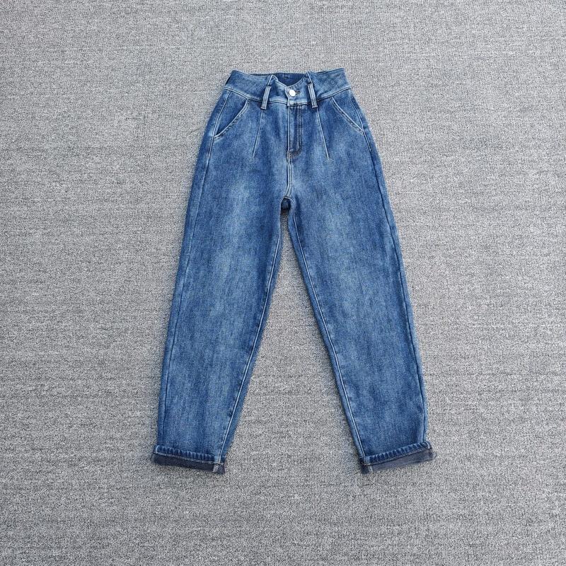 加绒牛仔牛仔棉弹力九分靴裤