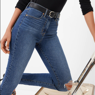 铅笔加长女裤 提臀显瘦大码 小脚破洞牛仔裤 出口美单高腰高弹力修身
