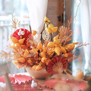 新春年宵花高端鲜花开业乔迁花桶五代果上海花店同城速递思南香山