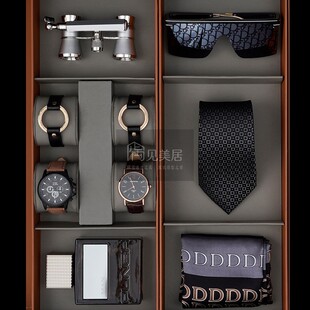 样板间主卧梳妆台领带首饰衣柜抽屉衣帽间岛台软装饰品组合摆件