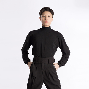 歌瑞亚男士拉丁舞服训练功服新款小高领长袖分口分体上衣考级服