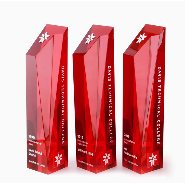 高级红水晶奖杯定制高档大气奖牌创意授权牌员工颁奖纪念刻字礼品