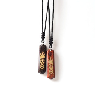 MD原创  小众中国风黑檀紫檀平安大吉牌手工项链黑绳学生情侣礼物