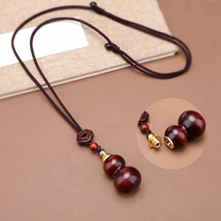 【可打开】空心葫芦紫檀木项链黑檀木吊坠毛衣链秋冬高级挂件配饰