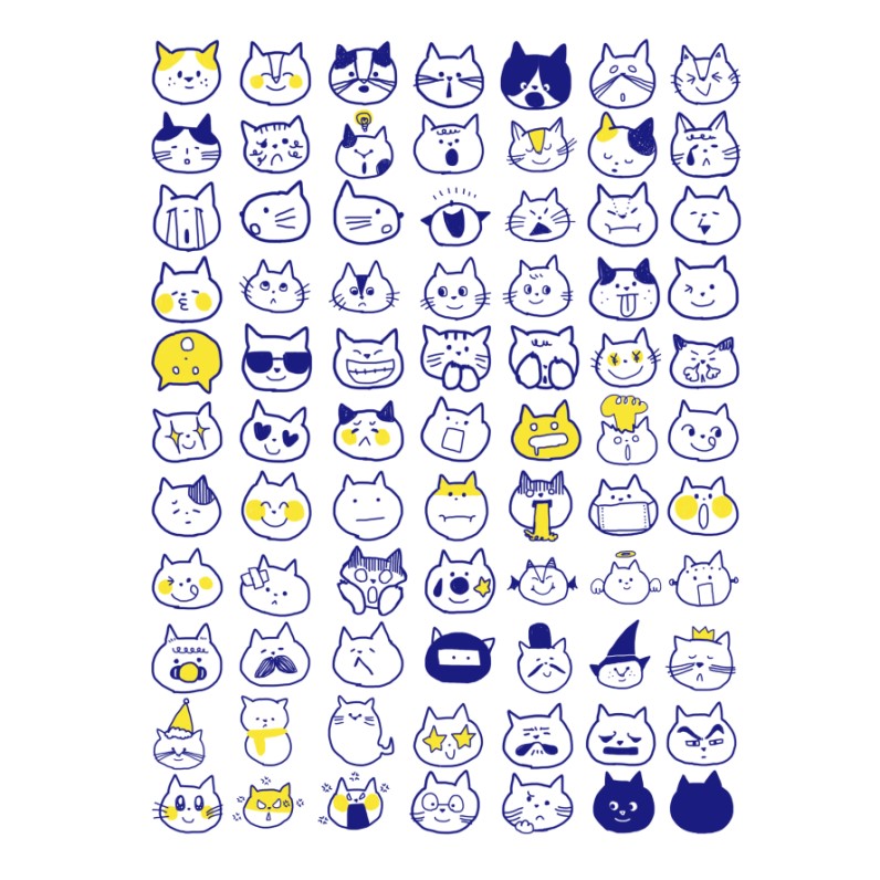 【未裁剪】可爱猫咪 自制手帐贴纸A4和纸不干胶打印