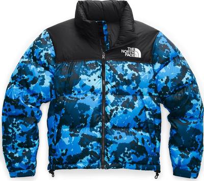 The North Face 1996几何拼色湖水蓝迷彩美版羽绒服