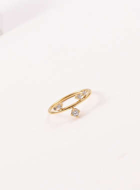 欧美时尚百搭新款几何个性光面细戒指小众设计镶钻钛钢指环女食指