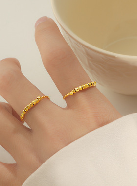 钛钢戒指精致小方块十全十美指环个性百搭气质不掉色食指女小方糖