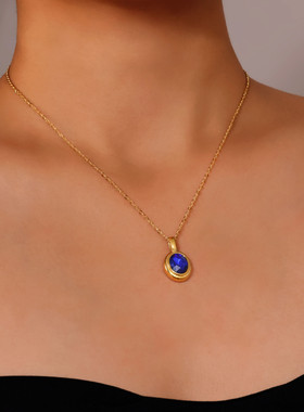 个性设计钛钢镀18K金项链女欧美法式时尚气质镶钻项链锁骨链短款