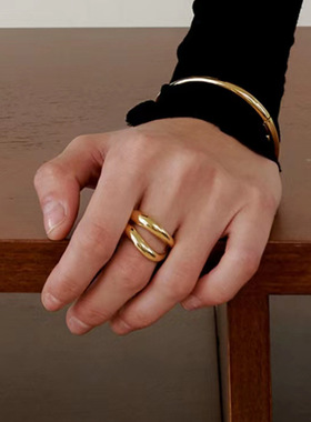 时尚夸张个性双弧面异形戒指