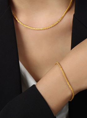 新款轻奢波光粼粼满天星钛钢镀18K金项链小众时尚简约设计锁骨链