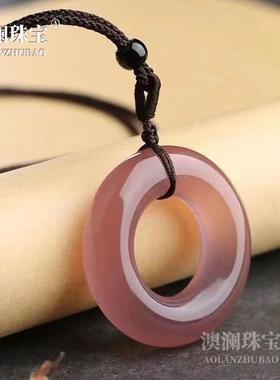 本命年冰透玉髓平安环吊坠男女款玛瑙玉环面包圈平安扣圆环挂件礼