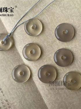 本命年灰玉髓平安扣吊坠灰色玛瑙玉佩男女款项链挂件礼物