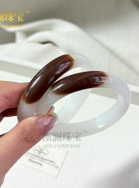 本命年外蒙料糖料羊脂白玉镯子半壁江山黄糖一口糖玉镯外蒙料手镯