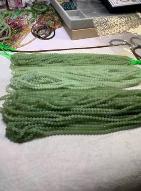 本命年和田玉和田玉青海料晴水色6m圆珠108颗佛珠冰透无裂礼物