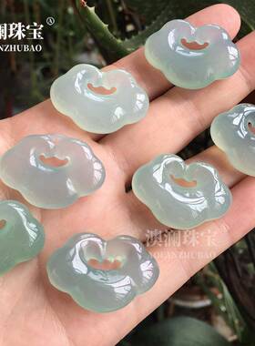 本命年冰种油青色玉髓祥云锁吊坠玛瑙男女款如意锁玉石项链挂件配