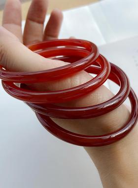 本命年冰种8毫米红玉髓细圆条美人镯高品质红玛瑙手镯礼物