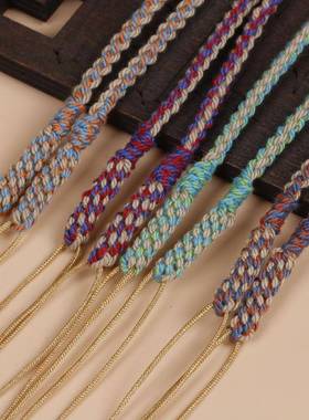 本命年天珠横穿锁骨绳玉米结吊坠挂绳藏式手搓棉线编织项链挂脖绳