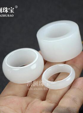 本命年新疆丝玉白玉扳指虎眼石戒圈扳戒和田玉青白玉戒指指环礼物