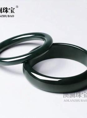 本命年新疆和田玉手镯青玉手镯女款圆条玉手镯宽细条玉镯玉手镯礼