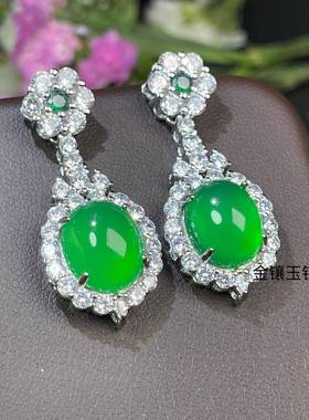 本命年红玉髓耳钉925银耳针豪华镶嵌喜庆大红色玉耳环气质玛瑙宝