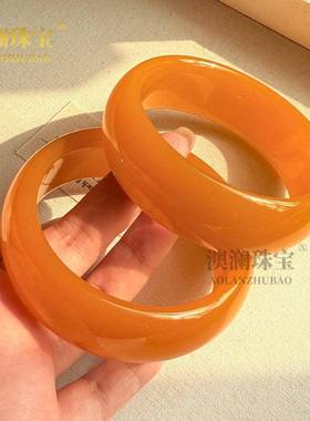 本命年外蒙料糖橘色手镯高和田玉石手镯外蒙料镯子礼物