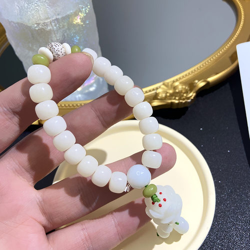 天然白玉菩提莲蓬手串女小红书同款中古手链网红气质百搭手饰