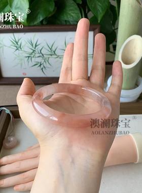 本命年一档头货可质检丝玉手镯桃花酿手镯高冰粉色玉镯子礼物