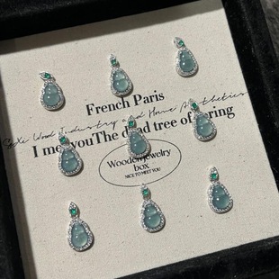 本命年新中式 小葫芦吊坠天然危料蓝水翡翠福禄S925纯银项链精镶钻