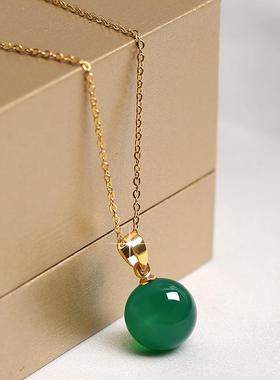 本命年玛瑙银吊坠女转运珠子锁骨链饰品挂件项链礼物