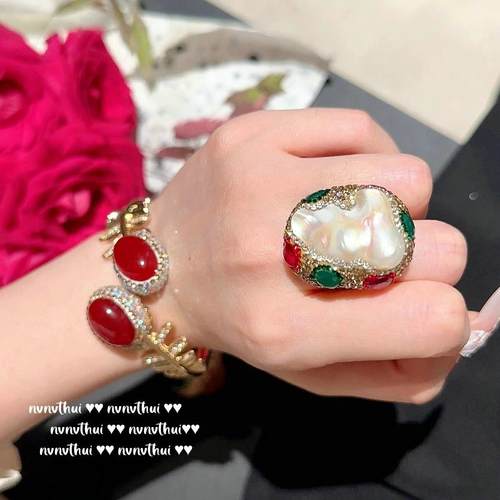 本命年大马士革玫瑰琉璃手镯 Vintage巴洛克黄水晶水滴毛衣链礼物