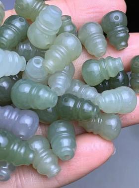 本命年和田白玉三通佛头黄碧玉籽料青花糖串珠项链文玩配饰配件礼