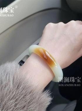 本命年新疆丝玉和田玉糖白玉手镯羊脂白俏糖色一口糖女款高贵典雅