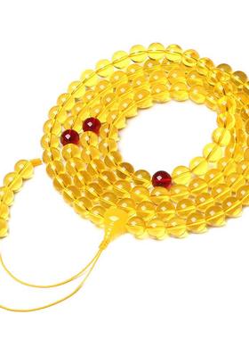 本命年蜜蜡琥珀主法108颗佛珠珀蓝珀方丈法师念珠僧人配饰燕尾流