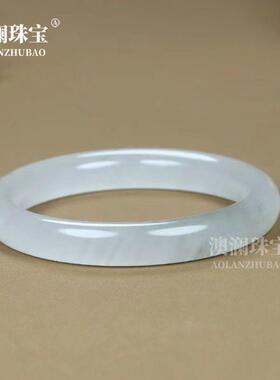 本命年冰种水墨丹青玉镯冰料冰灰色戈壁料女款玉手镯爆礼物