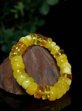 本命年波罗的海蜜蜡珀车轮手串隔片算盘珠琥珀配饰女士手链礼物