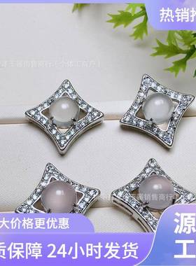 本命年925银时尚精美简约高冰玉髓耳钉绿玛瑙翡翠色耳坠礼物