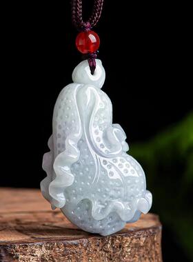 本命年缅甸翡翠白菜项链女招财吊坠冰种玉石男士挂件女款玉坠毛衣