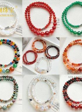 本命年红玛瑙项链圆珠玛瑙塔链绿玛瑙多宝项链玉石项链礼物