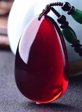 本命年波罗的海琥珀蜜蜡水滴无事牌血珀吊坠男女款血泊项链礼物